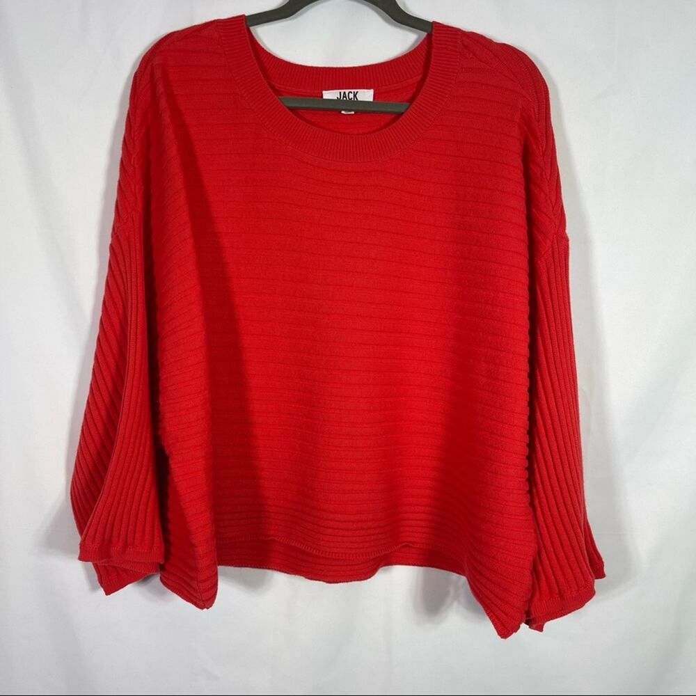 Jack, Cable Knit Cropped Sweater, Size Large. Orangy Red. In excellent condition